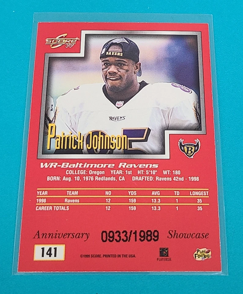 1999 Score Showcase /1989 #141 Patrick Johnson Baltimore Ravens FOOTBALL Card B7 - Image 2 of 2