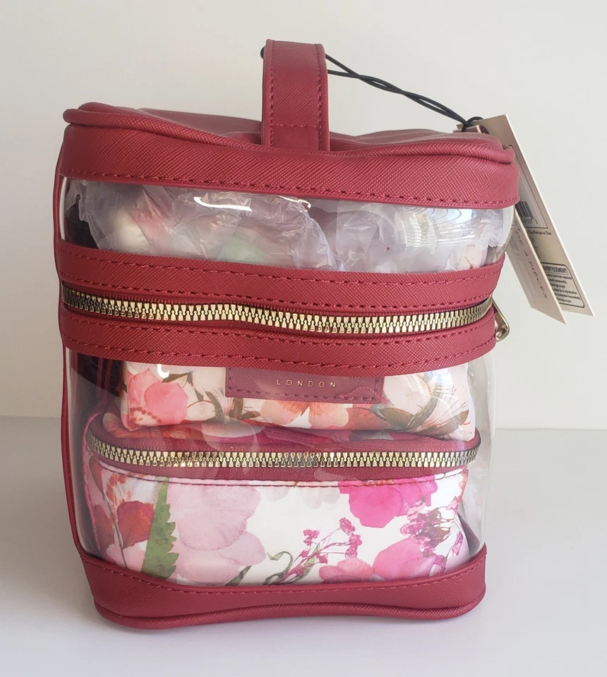 KIT BOLSA DE VIAJE COSMÉTICA FLORES PRENSADAS TED BAKER LONDRES 4 PIEZAS NUEVO CON ETIQUETAS Foto 4 de 4
