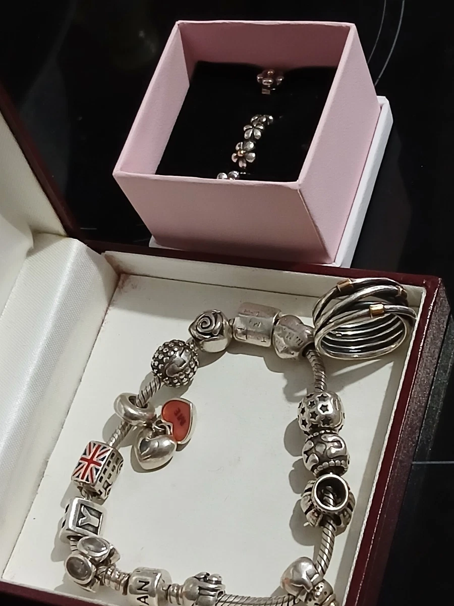 Pandora 14ct/925 Bracelet 20 With Rings Earrings Grab A Bargain