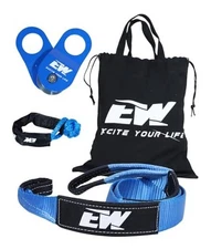  Off Road Recovery Kit | 3in x 8ft Night Glow Tree Saver | 10-Ton Snatch Block 