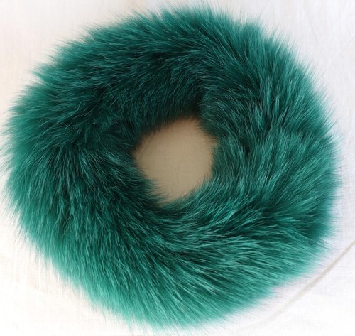 Pelz Schal Blaufuchs Boa Loop Fell Kragen Kette Mantel Jacke Besatz Meer Grün - Bild 5 von 5