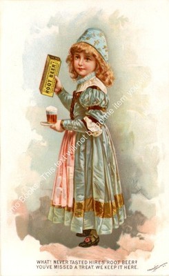 HIRES' VERBESSERTES ROOT BEER. DRUCK: EIN MODERNER FARBNACHDRUCK EINER ORIGINALANZEIGE