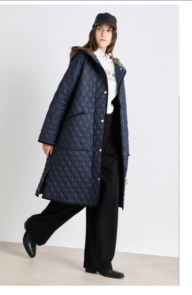 BARBOUR Harmby Hooded Longline Quilted Coat MSRP$468 Great Reviews