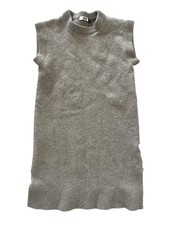 Uniqlo U Dress Womens Large Gray 100% Wool Sleeveless Mock Neck Tunic Sweater