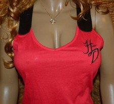 NWT Harley-Davidson M No Tomorrow Black/Red Embroidered T-Back Tank Top Shirt