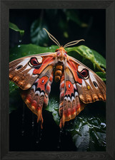 Wet Atlas Moth Framed Wall Art Poster Canvas Print Picture