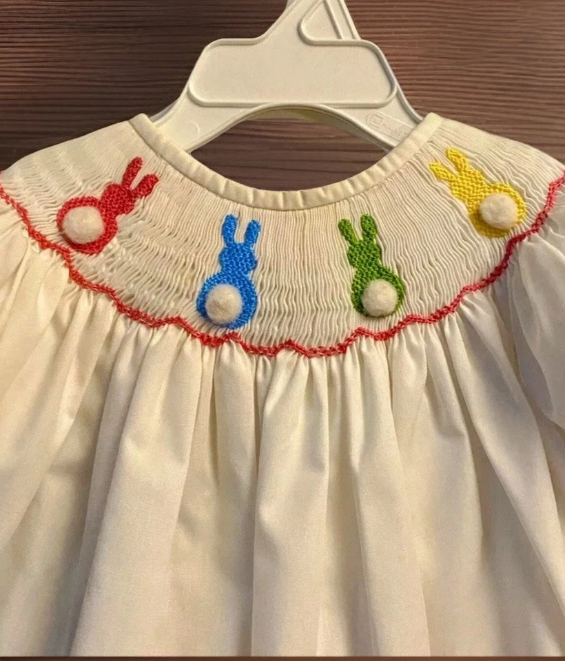 Niñas Nuevo Con Etiquetas Conjunto de Pantalones Calados Conjunto Camisa de Vestido Pascua Lazo Libre 9 Meses Foto 2 de 4