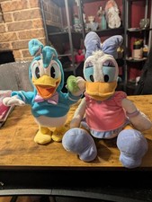 Pair Lot of Donald Duck Daisy Duck Plushies Medium Sized Great Condition
