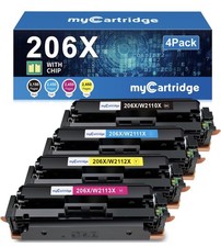 206X Toner Cartridges 4 Pack High Yield with Chip Replacement for HP 206X 206A