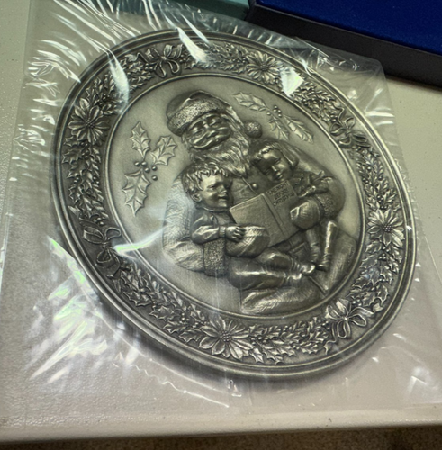 1978 Hudson USA Fine Pewter Christmas 6" Plate W/ Box SANTA CLAUS 4719/10k - Picture 5 of 11