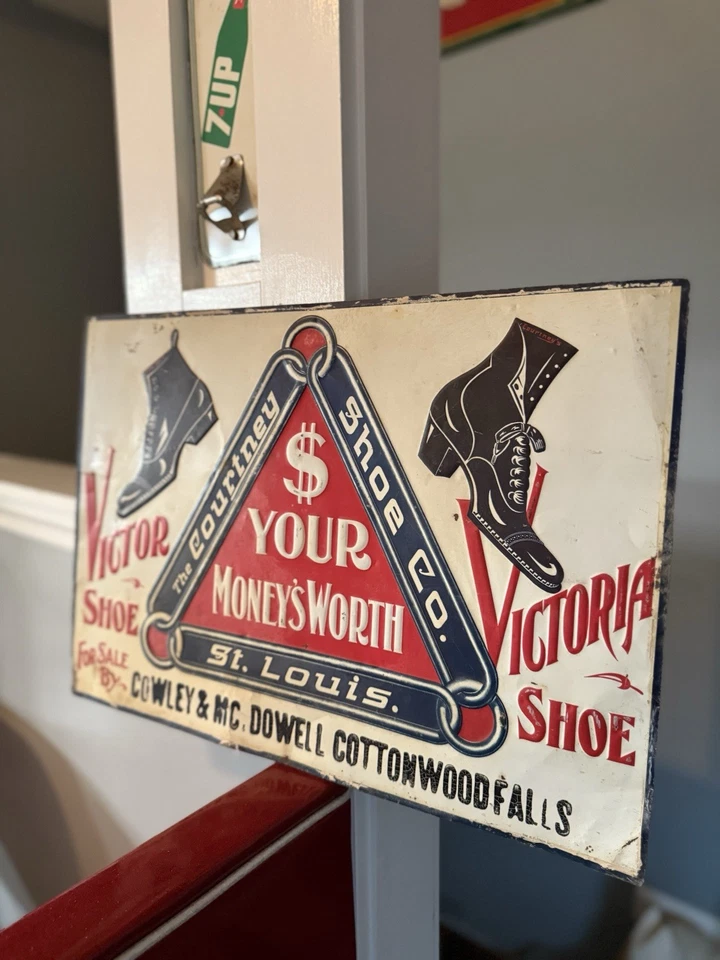 The Courtney Shoe Co St Louis Embossed Advertising Embossed  Advertising Sign - Image 4 of 4