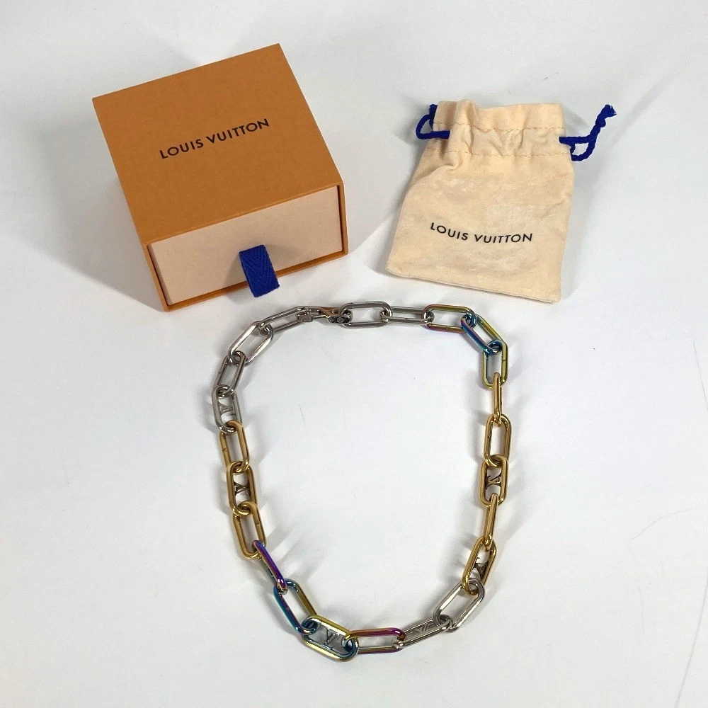 LOUIS VUITTON（LV） Louis Vuitton M80177 Collana Catena Firmata Collana Metallo Boxato con Sacchetto Portaoggetti