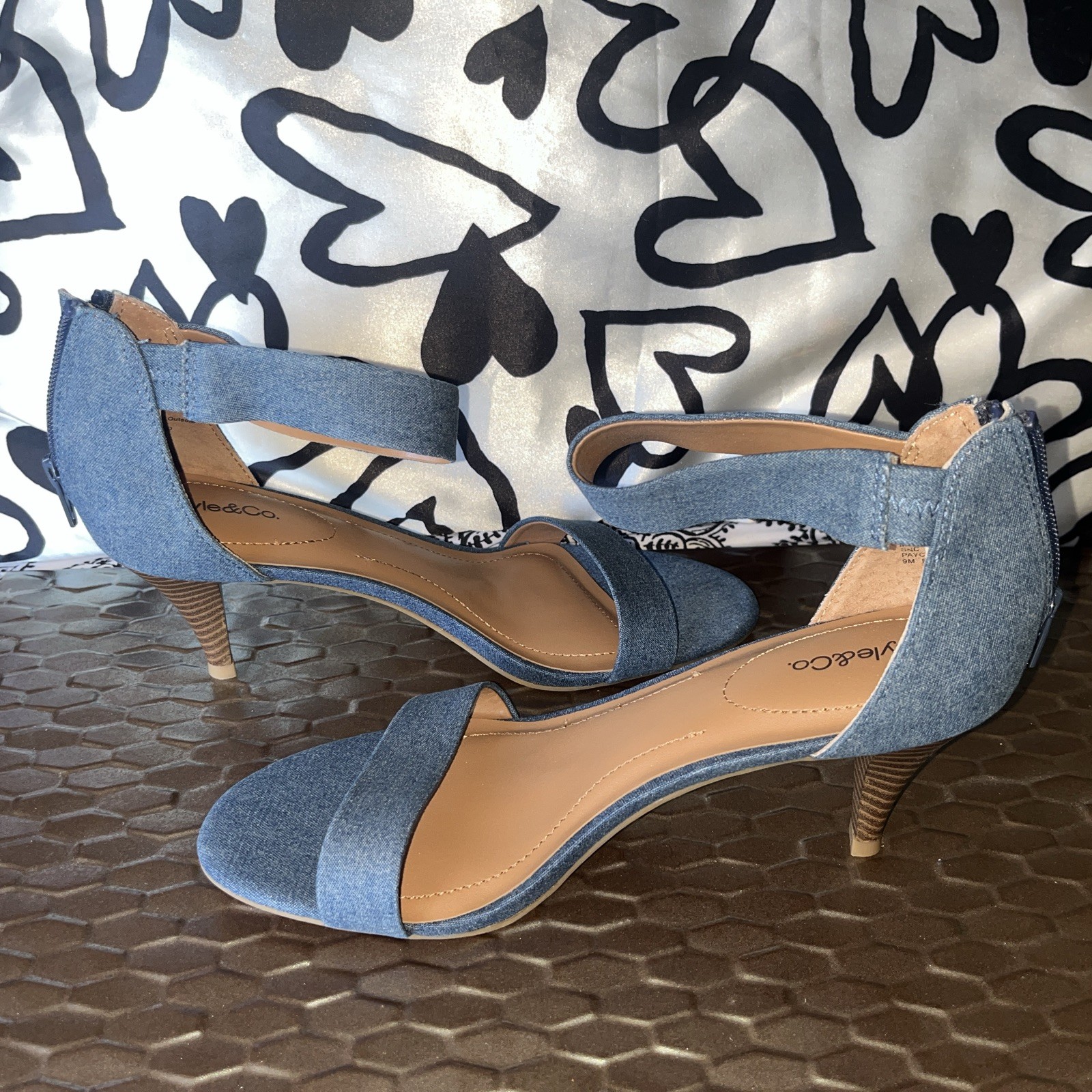 Style & Co Payceed Mid Demin Heels Size 9M