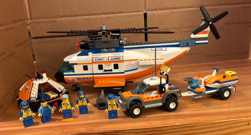 LEGO CITY Coast Guard 7738 Helicopter Raft 7737 4WD Jet Ski APPEARS COMPLETE