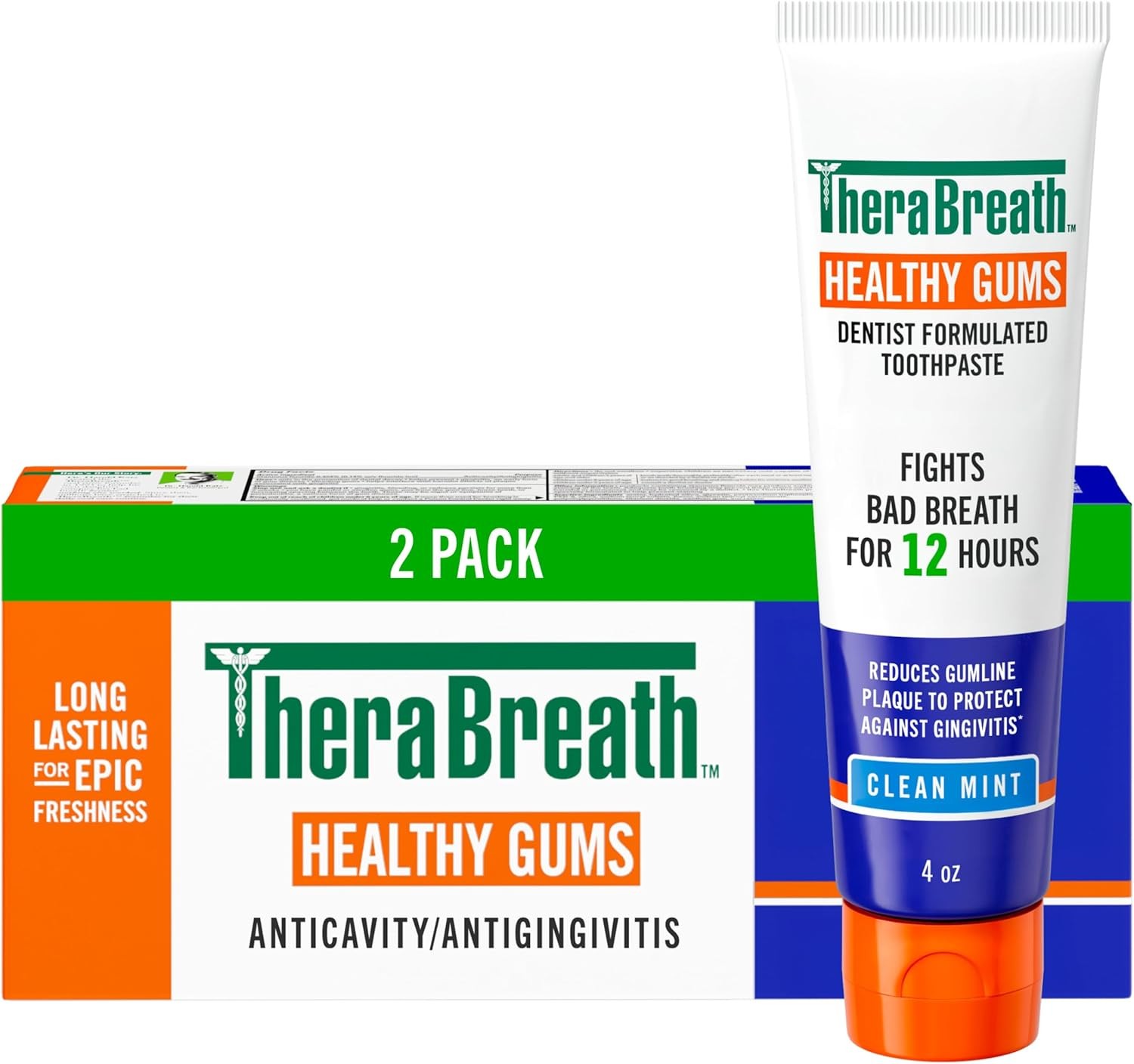 2 Pack - TheraBreath Fresh Breath Toothpaste, 4 oz