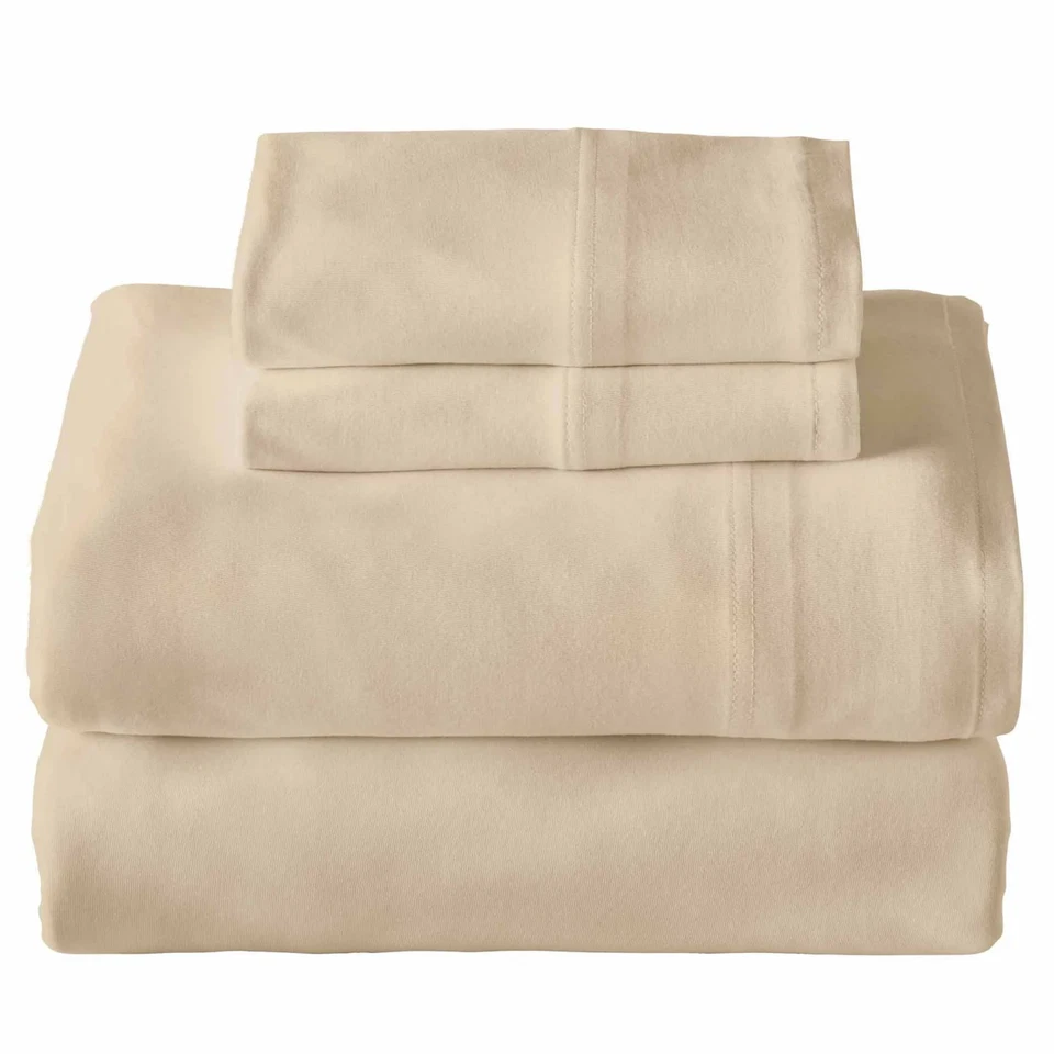 Better Homes & Gardens Full Size 4-Pc Jersey Sheet Set Papyrus Beige Bedding - Image 2 of 4