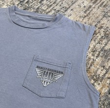 Vintage Harley Davidson Sleeveless Shirt  Chest Pocket Double Sided  Medium Large