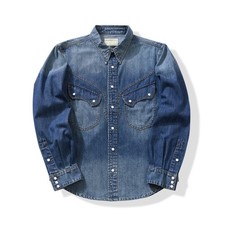 Men's Western Denim Shirt Work Shirt Vintage Casual Coat Pockets Top Retro 5313