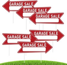 6 Pack Garage Sale Arrow Signs with Stake Double Sided, 17 x red-garage sale