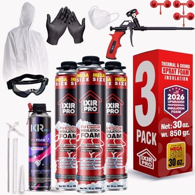 Mega Size Spray Foam Insulation Kit (3x30 oz. / 850 g) 75 Board ft/sq