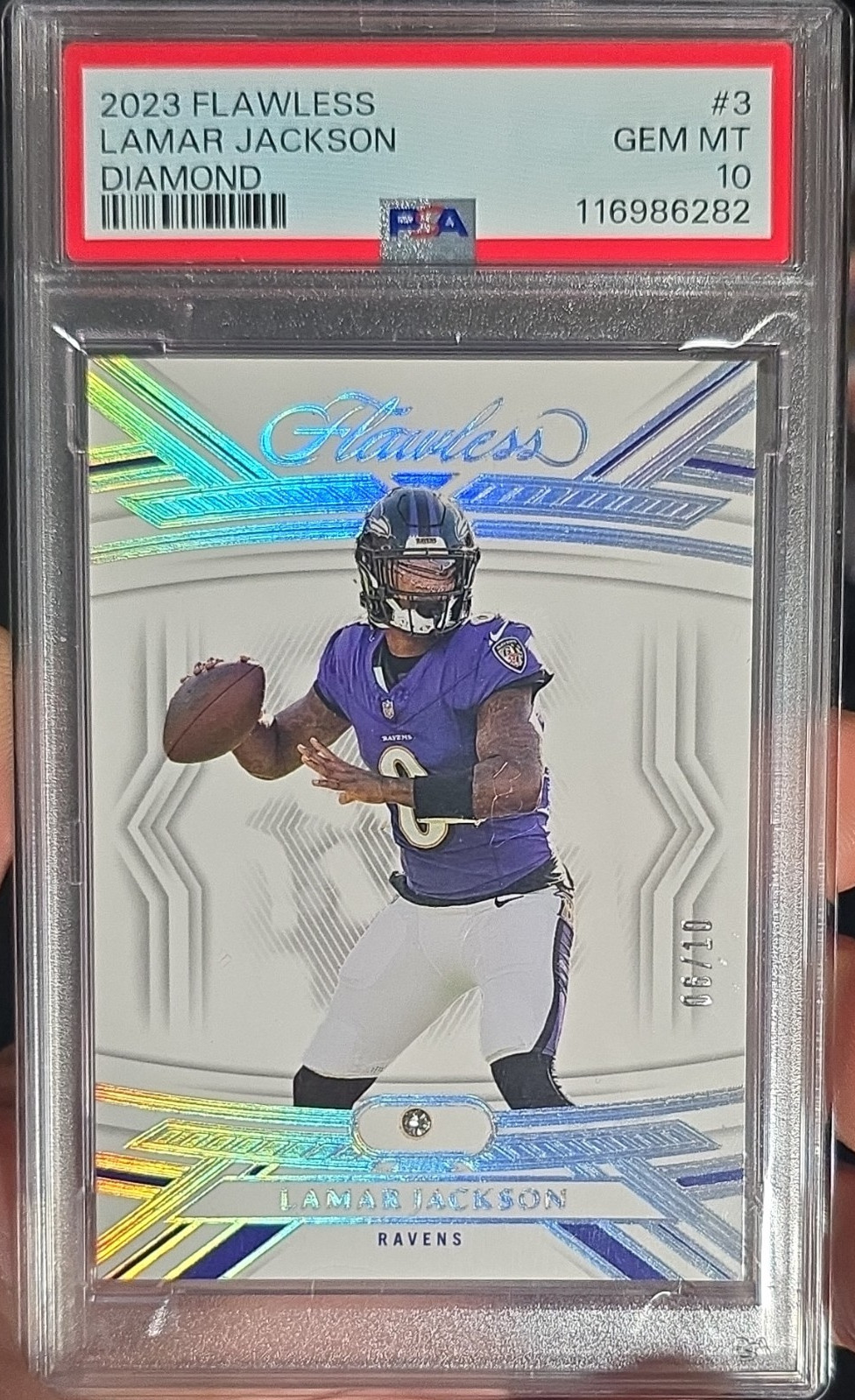 2023 Panini Flawless Lamar Jackson Diamond #3 PSA 10 /20 Ravens 2024 Football