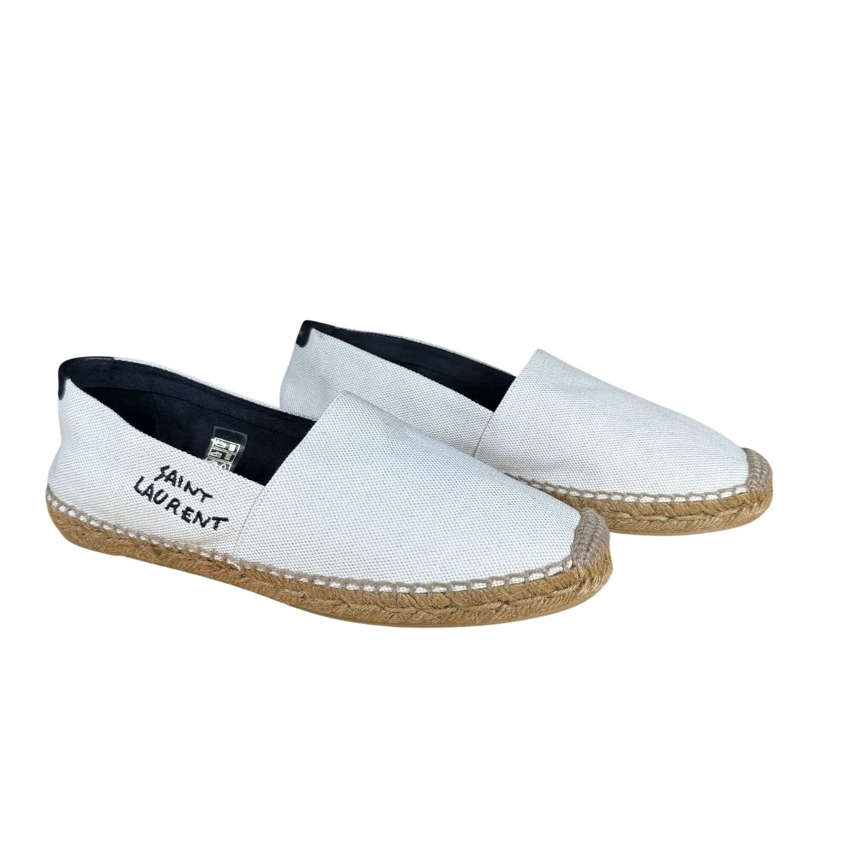 Saint Laurent SL Signature White Embroidered Canvas Espadrille Shoes Men\'s Size Saint Laurent Court Classic Sl/06 Embroidered Sneakers In  main image 3