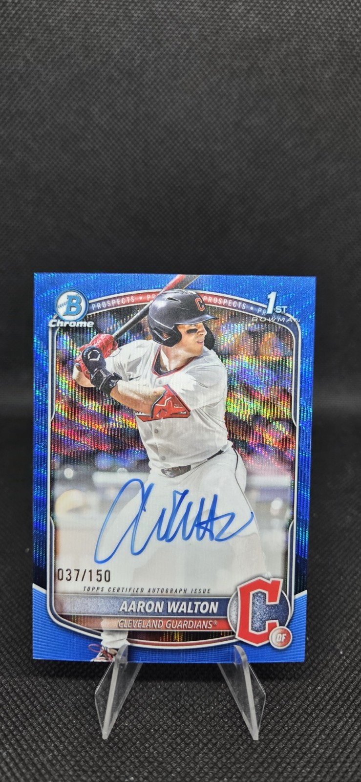 2025 Bowman Draft Chrome Prospect Auto Aaron Walton Blue Raywave! 37/150! 1ST!
