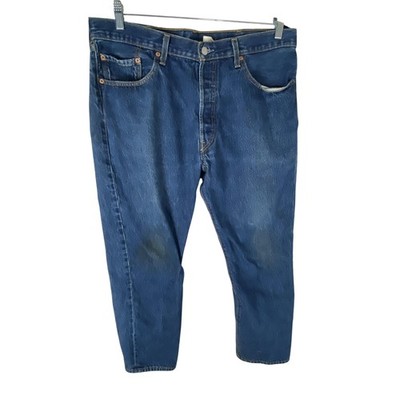 Levis 501 Jeans Men FITS 36x32 Blue Wash Denim Button Fly High Rise Straight Leg