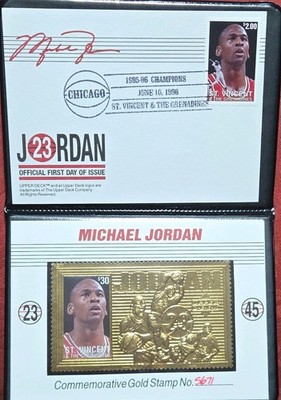 Michael Jordan Commemorative Gold Stamp 1996 St. Vincent & The 