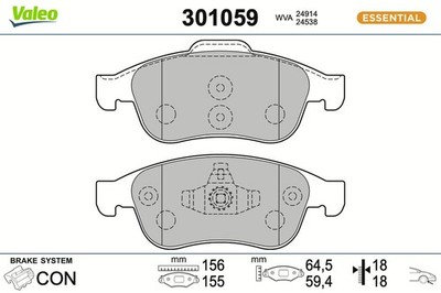 VALEO Bremsbelagsatz Scheibenbremse ESSENTIAL 301059 für DACIA RENAULT NISSAN 3