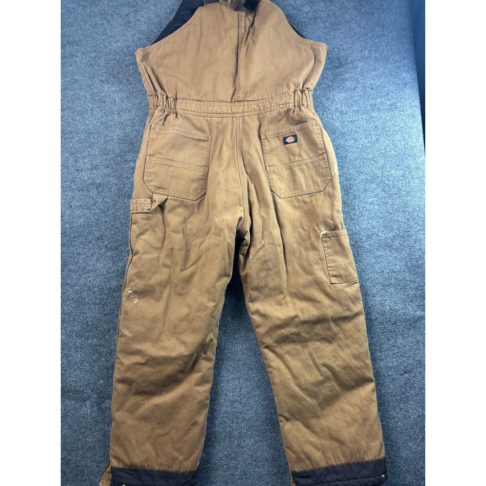 Dickies Duck Canvas Bib Overalls Mens XL Brown Lined Double Knee Workwear image 8