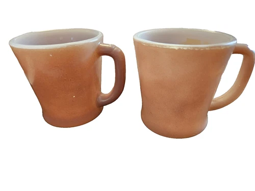 VTG Lot of Two Fire King Rose Mauve D Handle Coffee Mugs As Is #23 & #10