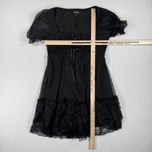 NWT Dolls Kill Widow Mini Dress Black Lined Lace Trim Corset Goth Witchy Size L - Picture 13 of 16