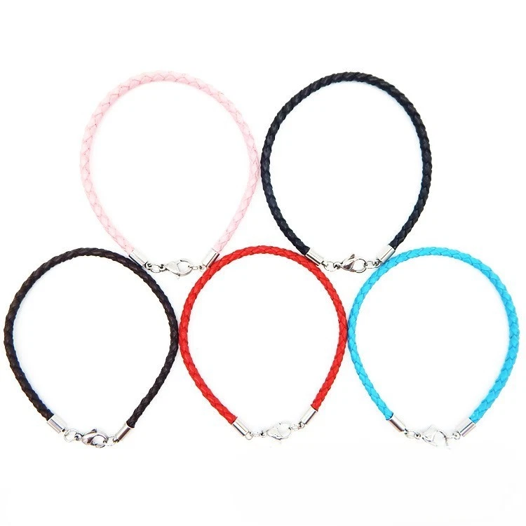 Leder Armband Halskette Edelstahll Verschluss 3 mm geflochtenes Mikrofaserleder - Bild 2 von 4