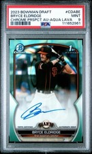 2023 Bowman Draft Bryce Eldridge Aqua Lava /199 Chrome 1st Auto PSA 9 Giants