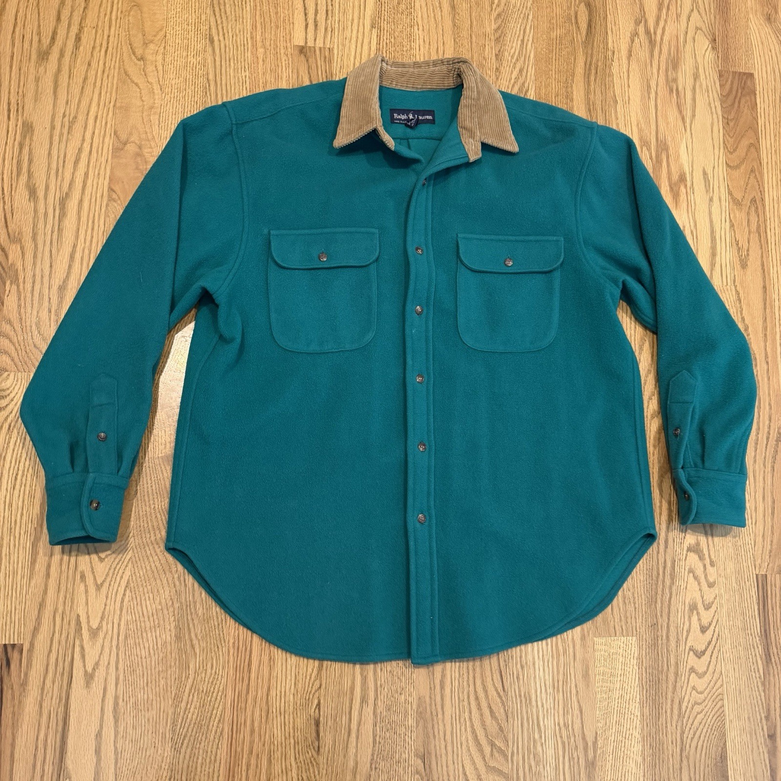 Vintage Polo Ralph Lauren Wool Shirt Jacket Women’s Sz 10 Teal Green Shacket Vtg