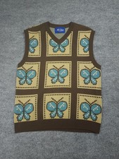 AWAKE NY Sweater Vest Adult Medium Knit Butterfly AOP Unisex Cotton Blend