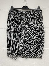 Hush Black  White Zebra Print Rushed Front Chiffon Skirt Size 8 PT