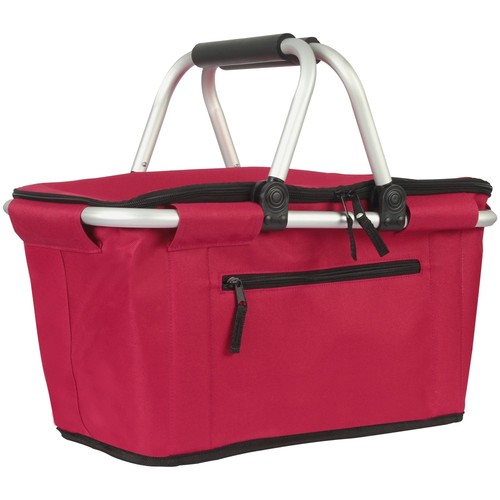 27L Collapsible Insulated Farmers Market Picnic Basket Tote Bag Red