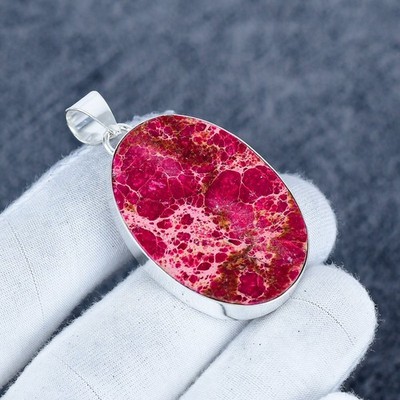 Red Sea Sediment Jasper Pendant 925 Sterling Silver Handmade Pendant Gift
