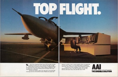 AAI EF-111A Operational Flight Trainer Vintage 1980s 2pg Print Ad Raven Jet