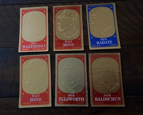 6 Karten Lot 1965 Topps All-Star Bond, Mazeroski, Radatz Gold Foil Embossed