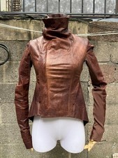 Insane Rick Owen s Brown Naska Leather Jacket...