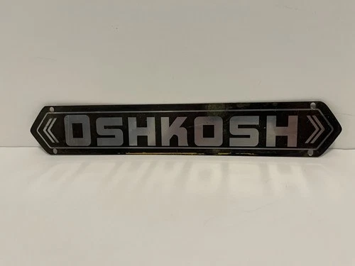 OSHKOSH TRUCK HOOD EMBLEM USED 12 X 2 INCH