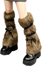 Faux Fur Fuzzy Leg Warmers Furry Boot Covers for Women Fluffy Boot Cuffs Shoes C