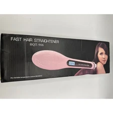 Fast Hair Straightener Brush HQT-906 – Pink 2-in-1 Heated Styling Brush