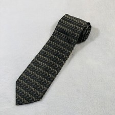 J Ferrar Men's Designer Necktie 100% Silk Gold Charcoal Made in USA