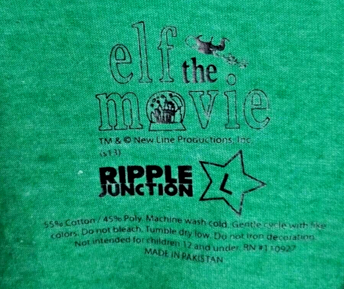Elf Movie Official Christmas Cheer Will Ferrell T-shirt tee Youth Large Ripple - Picture 2 of 2