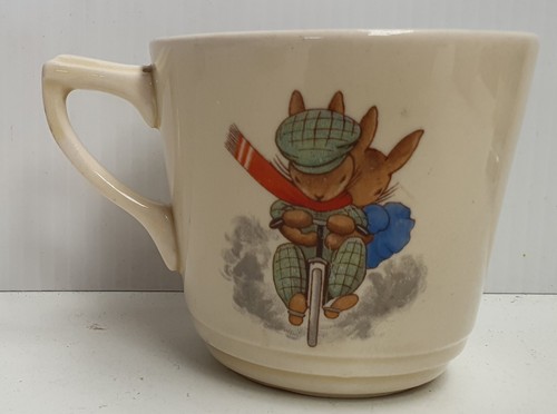 Royal Doulton Bunnykins Casino Cup & Saucer Gardening Cycling and See-Saw c1950s - Picture 4 of 10