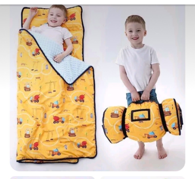 ACRABROS Toddler Nap Mat with Pillow and Blanket, Extra Large Rolled Napping Mat